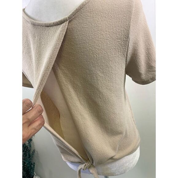 Alya Beige Open Back Wrap Blouse - Picture 5 of 11